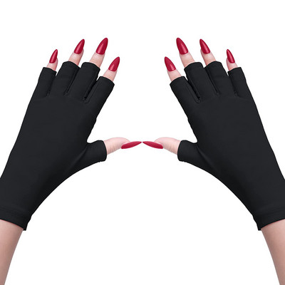 UV Glove for Gel Nail Lamp, Επαγγελματικά προστατευτικά γάντια για μανικιούρ, Nail Art Skin Care Fingerless Anti UV Glove