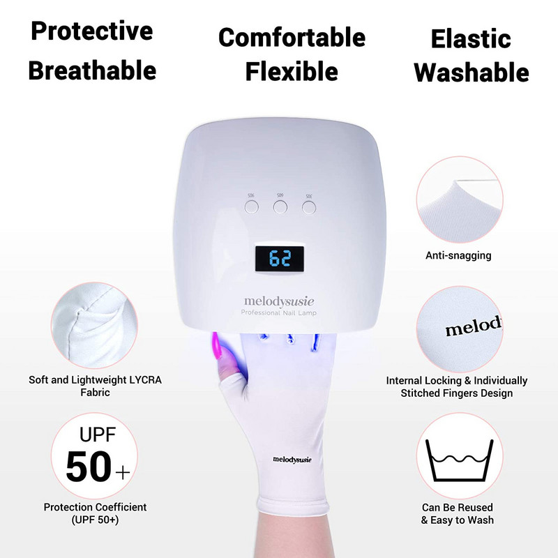 UV Glove for Gel Nail Lamp, Επαγγελματικά προστατευτικά γάντια για μανικιούρ, Nail Art Skin Care Fingerless Anti UV Glove