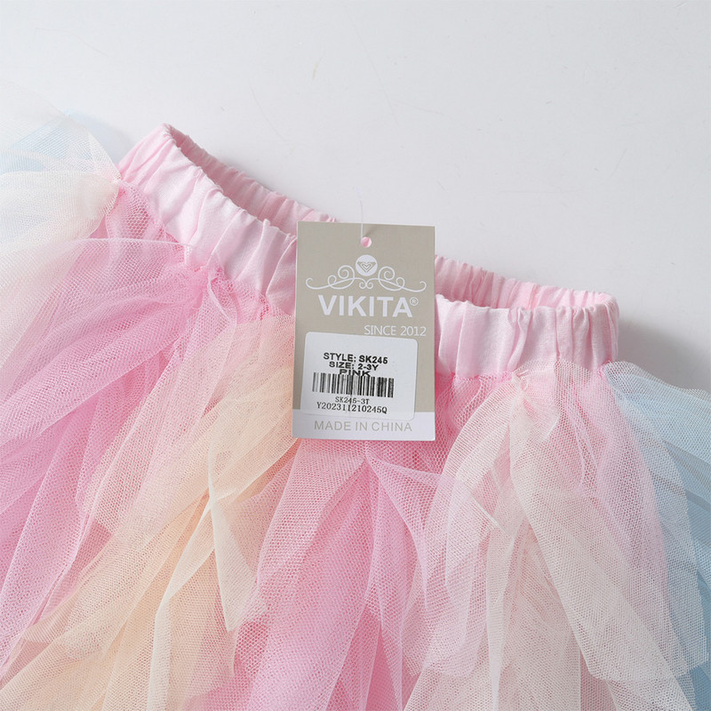 VIKITA meiteņu slāņveida tills sieta princeses mini svārki bērniem krāsaini varavīksnes dzimšanas dienas ballītes priekšnesums ikdienas neregulāri svārki