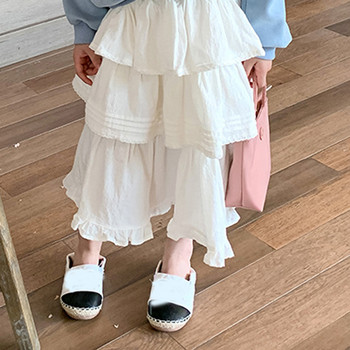 2024 Άνοιξη Κορίτσι Ευέλικτη λευκή φούστα Κορεάτικο στυλ Φθινοπωρινή Πριγκίπισσα με στρώσεις δαντέλα ματισμένη ζακάρ φούστα κέικ μεσαίου μήκους