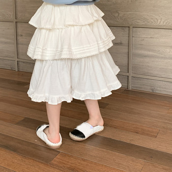 2024 Άνοιξη Κορίτσι Ευέλικτη λευκή φούστα Κορεάτικο στυλ Φθινοπωρινή Πριγκίπισσα με στρώσεις δαντέλα ματισμένη ζακάρ φούστα κέικ μεσαίου μήκους