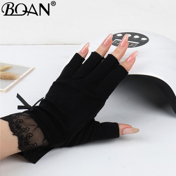 BQAN 2 τμχ Lace Anti UV Nail Gloves UV Gel Shield Glove Fingerless Manicure Nail Art Tools Lamp LED Nails dryer Radiation Hand