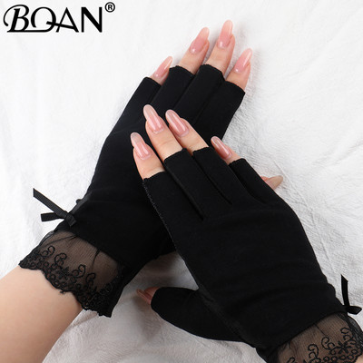 BQAN 2pc Lace Anti UV Nagu cimdi UV Gel Shield Glove Fingerless Manikīrs Nail Art Tools LED Lamp Nails Žāvētājs Radiācijas Rokas