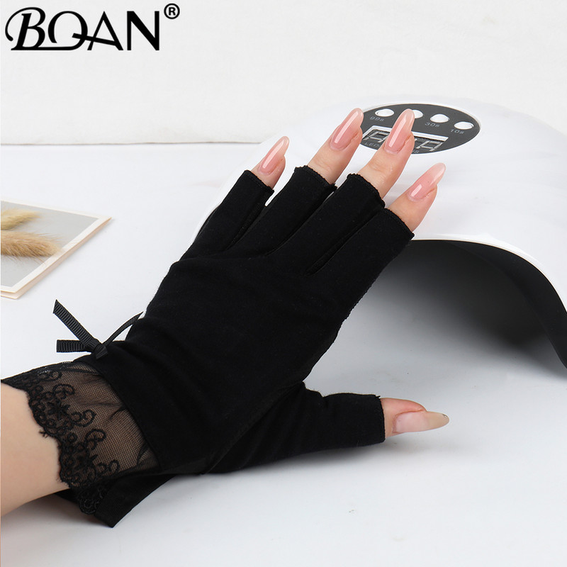 BQAN 2pc Lace Anti UV Nagu cimdi UV Gel Shield Glove Fingerless Manikīrs Nail Art Tools LED Lamp Nails Žāvētājs Radiācijas Rokas