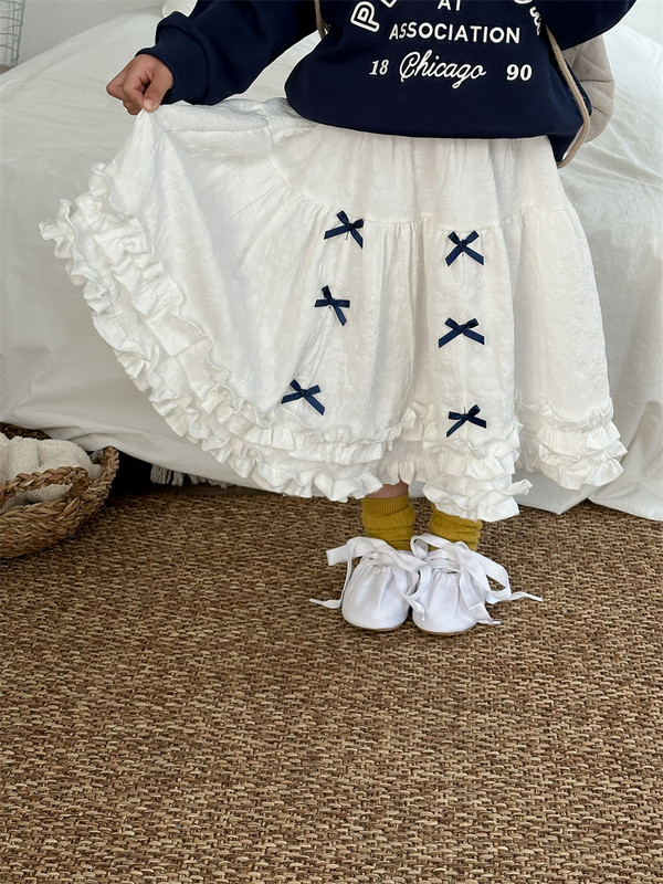 deer jonmi 2024. proljeće, novi korejski stil, tutu suknje za djevojčice, jacquard tkanje, mašne, dječja suknja s naborima za djecu, princeze