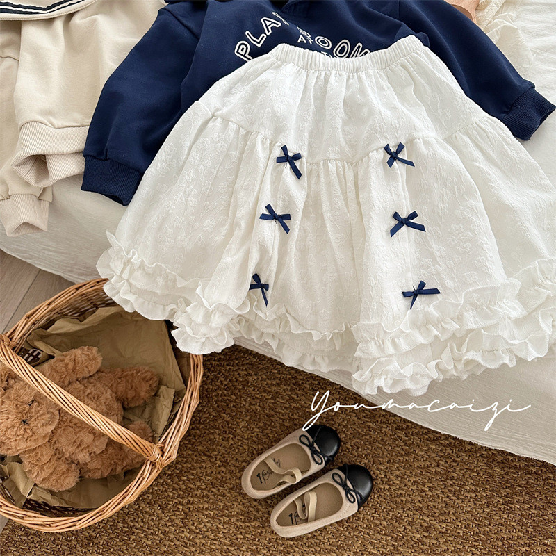 deer jonmi 2024. proljeće, novi korejski stil, tutu suknje za djevojčice, jacquard tkanje, mašne, dječja suknja s naborima za djecu, princeze