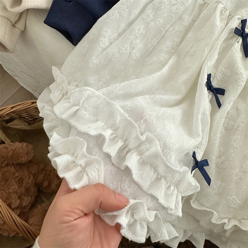 deer jonmi 2024. proljeće, novi korejski stil, tutu suknje za djevojčice, jacquard tkanje, mašne, dječja suknja s naborima za djecu, princeze