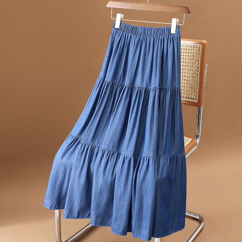 No 4 līdz 16 gadiem jauni pavasara vasaras meiteņu svārki Džinsu pusaudžu bērnu apģērbi mammai un man 100% kokvilnas pārklājums ceļgalu volāniem