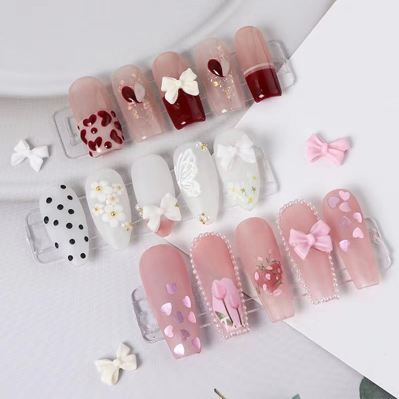 30 de bucăți Kawaii Mini Fundă 3D Decorații drăguțe pentru unghii pentru unghii cu fluture mat, modele, modele, bricolaj, rășină, accesorii pentru unghii