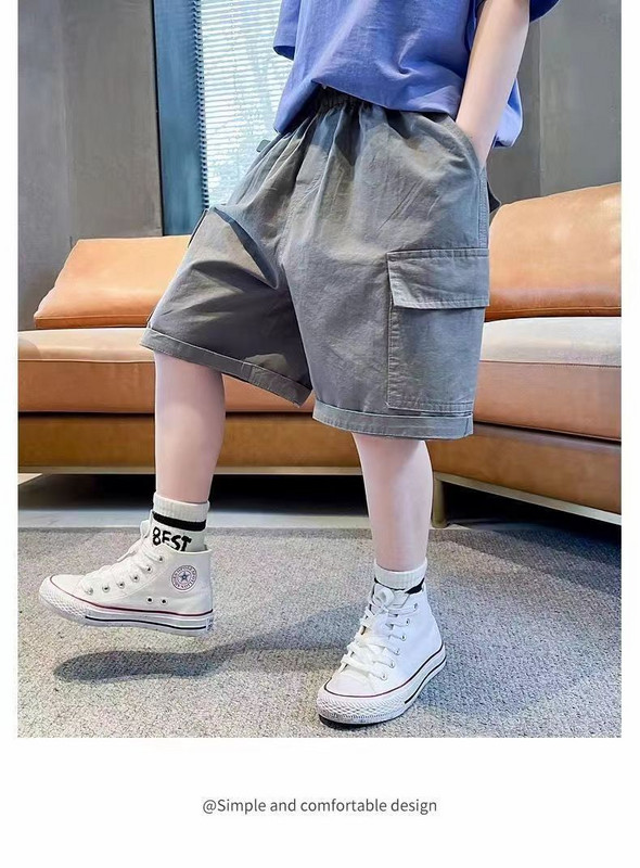 Vasaras bērnu šorti Kokvilnas šorti Bērnu brīvā laika paliktnis zēniem Šorti Mazu bērnu biksītes Bērnu pludmales īsās sporta bikses