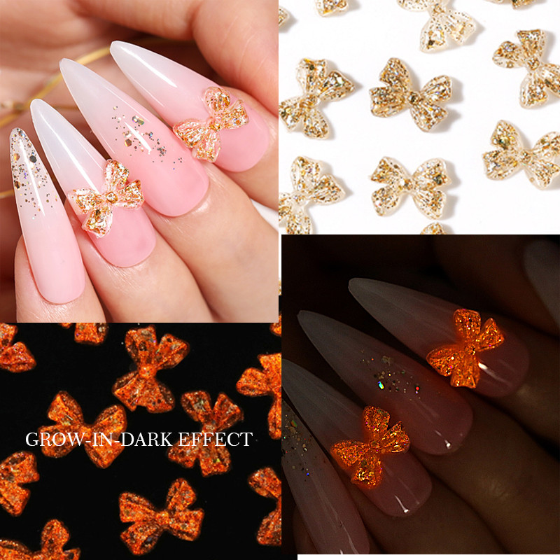 50gab. 3D gaismas nagu piekariņi, aksesuāri, želejas lentes, bantītes, nagu mākslas rotājumi, caurspīdīgi kristāla manikīra rotaslietas