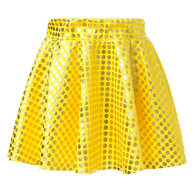 Copii Fete Mini-fustă de dans cu buline strălucitoare în linie A, îmbrăcăminte ocazională, fuste leagăn cu talie elastică pentru costume de performanță disco de jazz