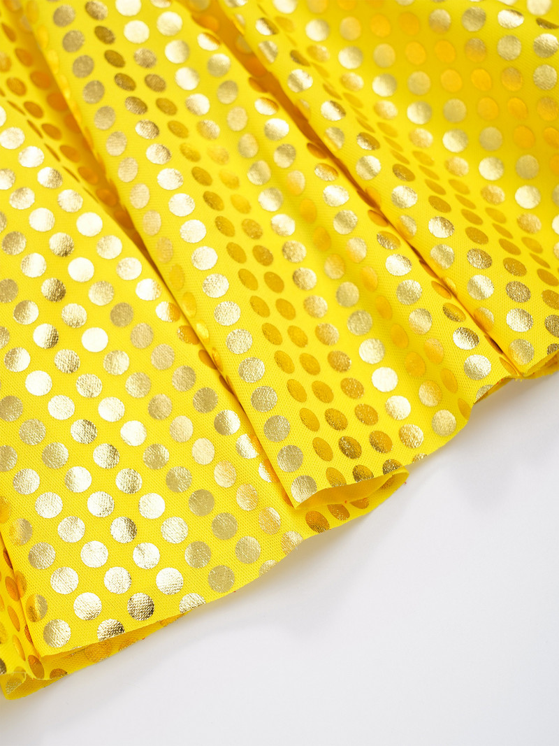 Copii Fete Mini-fustă de dans cu buline strălucitoare în linie A, îmbrăcăminte ocazională, fuste leagăn cu talie elastică pentru costume de performanță disco de jazz