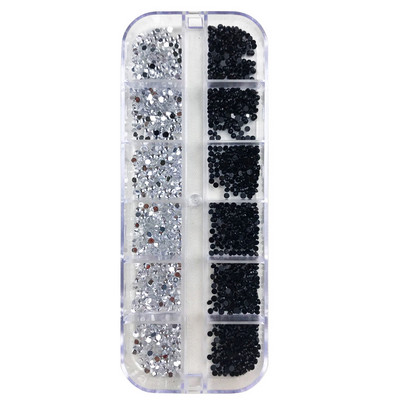 3000 buc o cutie Nail Art cu spate plat stras de cristal 1,5 mm 2,0 mm Diamante orbitoare Strass Vârf de manichiură Decor 3D