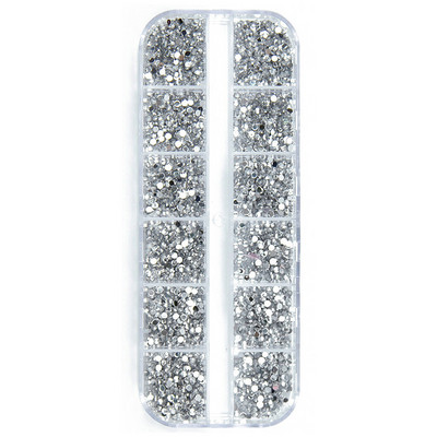 3000 buc o cutie Nail Art cu spate plat stras de cristal 1,5 mm 2,0 mm Diamante orbitoare Strass Vârf de manichiură Decor 3D