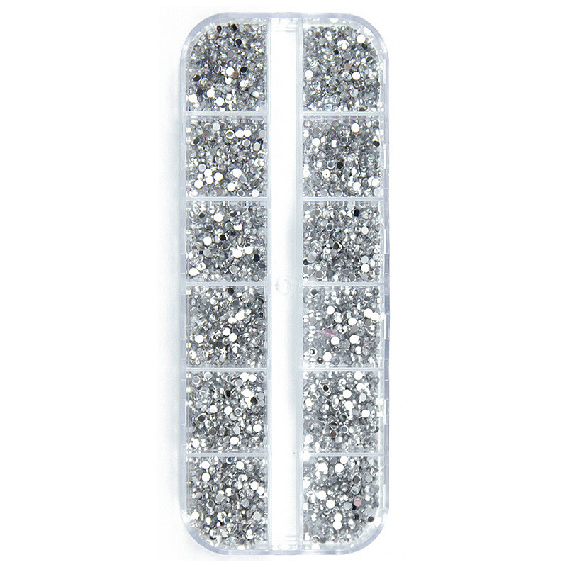 3000 buc o cutie Nail Art cu spate plat stras de cristal 1,5 mm 2,0 mm Diamante orbitoare Strass Vârf de manichiură Decor 3D