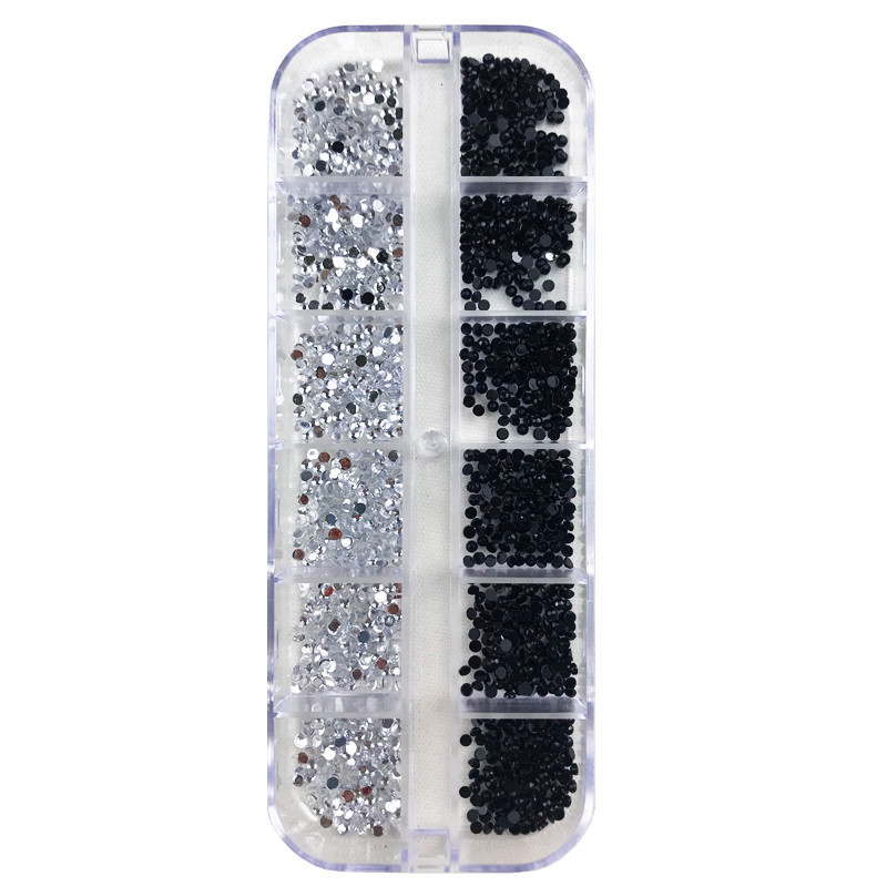 3000 buc o cutie Nail Art cu spate plat stras de cristal 1,5 mm 2,0 mm Diamante orbitoare Strass Vârf de manichiură Decor 3D