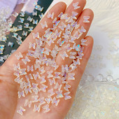 100Gb Krāsains Aurora Butterfly Nail Art Decoration 6mm Resin Mini 3D Butterfly Nail Charms AB /Pink Cute Manicure Butterfly N*