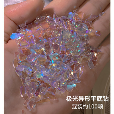 100Gb Krāsains Aurora Butterfly Nail Art Decoration 6mm Resin Mini 3D Butterfly Nail Charms AB /Pink Cute Manicure Butterfly N*