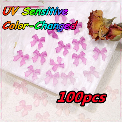 100Gb Krāsains Aurora Butterfly Nail Art Decoration 6mm Resin Mini 3D Butterfly Nail Charms AB /Pink Cute Manicure Butterfly N*