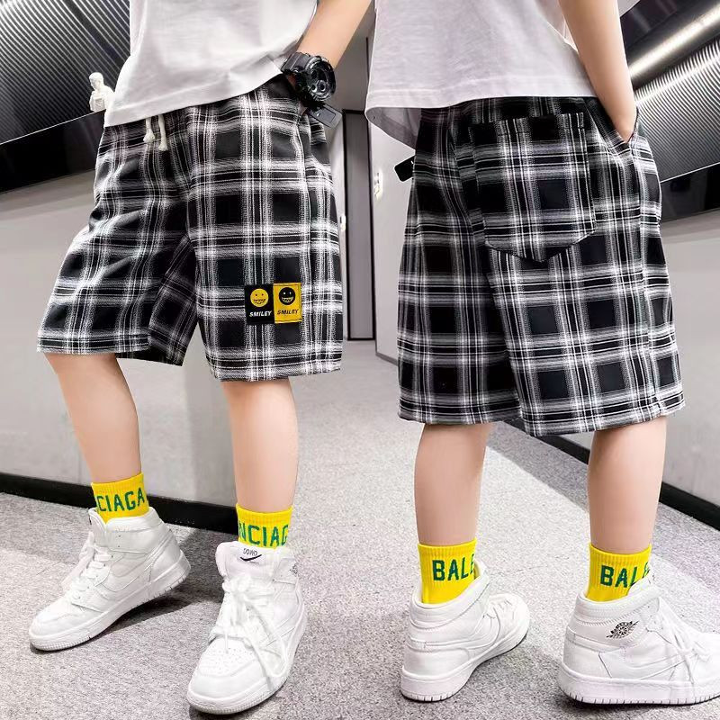 2023. gada jauni zēnu rūtaini šorti ikdienas bērnu vasaras modes, mīkstas, elpojošas piecu ceturkšņu bikses, augstas kvalitātes bērnu apģērbs
