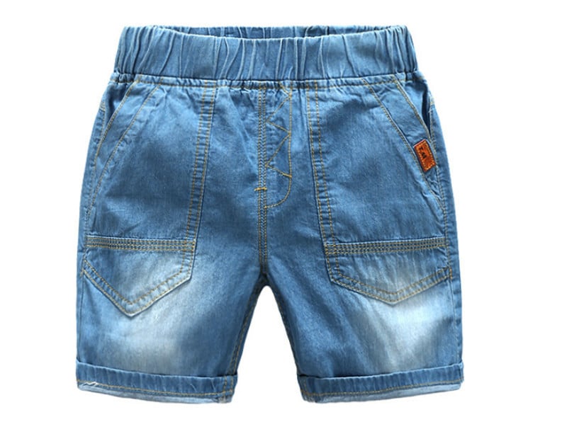 Jauni bērnu zēni džinsu šorti vasaras mazuļu apģērbi zēniem ikdienas vienkrāsaini mīkstas kokvilnas džinsi šorti mazuļiem zēniem, 2-8 g.