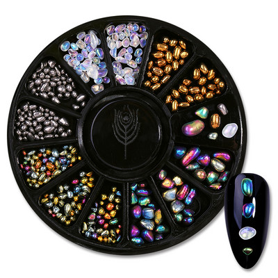 Jauktas krāsas nagu mākslas mirdzumi Rhinestone kristāla dārgakmeņi rotaslietas krelles manikīra dekorēšanai aksesuāri nagu piederumi profesionāliem