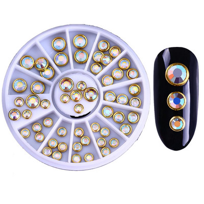 Jauktas krāsas nagu mākslas mirdzumi Rhinestone kristāla dārgakmeņi rotaslietas krelles manikīra dekorēšanai aksesuāri nagu piederumi profesionāliem