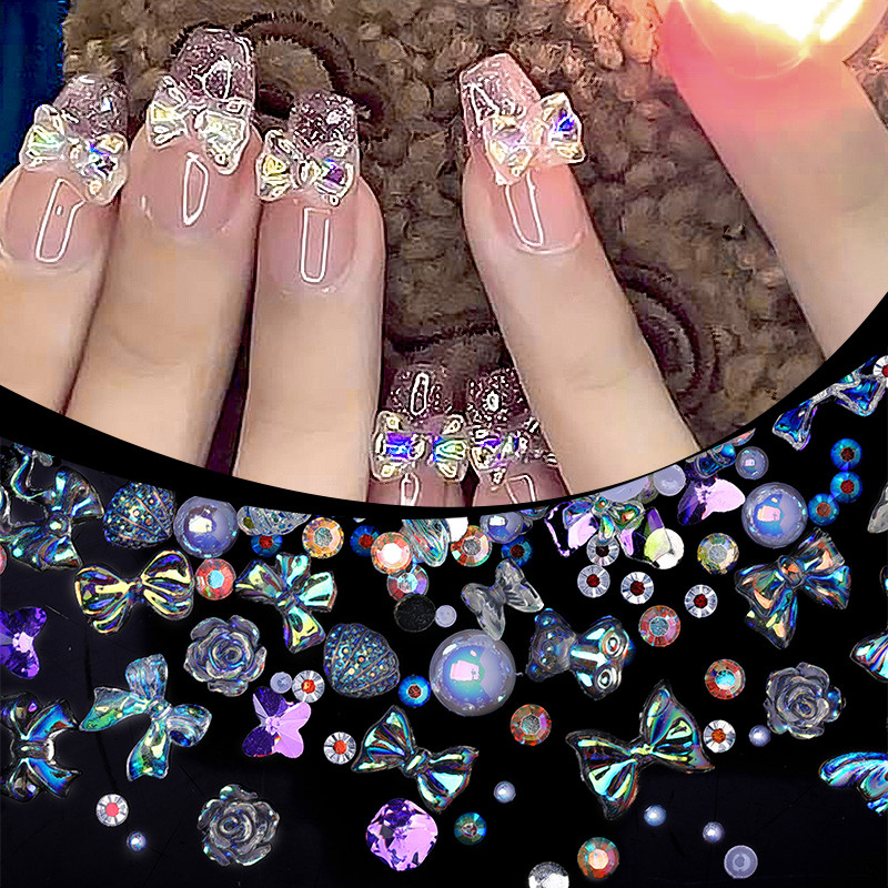 100 gab. Jauktu sveķu nagu mākslas piekariņi Kawaii konfektes, krāsaini ziedi