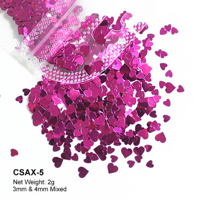 2g Hologrāfisks nagu mākslas mirdzums, spīdīgs, salds, mīļš, sirds pārslas, fliteris