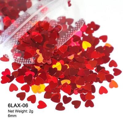 2g Hologrāfisks nagu mākslas mirdzums, spīdīgs, salds, mīļš, sirds pārslas, fliteris