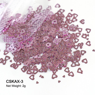 2g Hologrāfisks nagu mākslas mirdzums, spīdīgs, salds, mīļš, sirds pārslas, fliteris