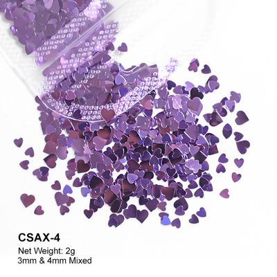 2g Hologrāfisks nagu mākslas mirdzums, spīdīgs, salds, mīļš, sirds pārslas, fliteris