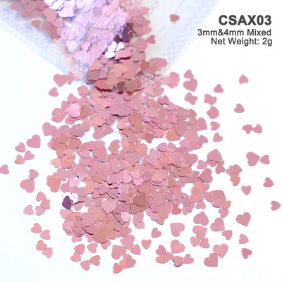 2g Hologrāfisks nagu mākslas mirdzums, spīdīgs, salds, mīļš, sirds pārslas, fliteris