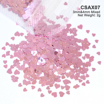 2g Hologrāfisks nagu mākslas mirdzums, spīdīgs, salds, mīļš, sirds pārslas, fliteris