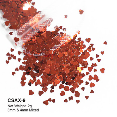 2g Hologrāfisks nagu mākslas mirdzums, spīdīgs, salds, mīļš, sirds pārslas, fliteris