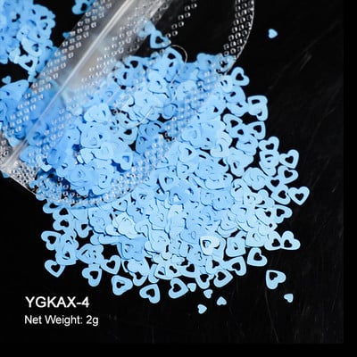 2g Hologrāfisks nagu mākslas mirdzums, spīdīgs, salds, mīļš, sirds pārslas, fliteris