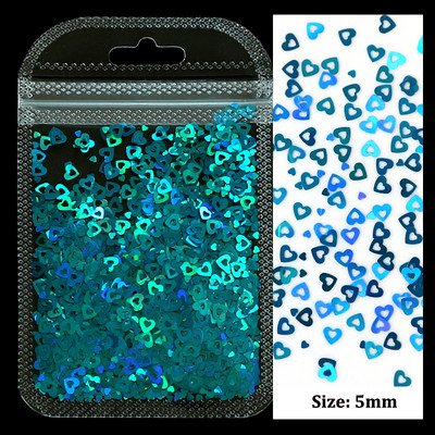 2g Hologrāfisks nagu mākslas mirdzums, spīdīgs, salds, mīļš, sirds pārslas, fliteris