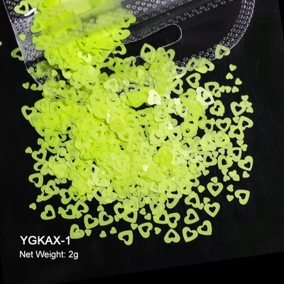 2g Hologrāfisks nagu mākslas mirdzums, spīdīgs, salds, mīļš, sirds pārslas, fliteris