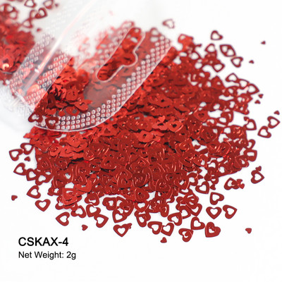 2g Hologrāfisks nagu mākslas mirdzums, spīdīgs, salds, mīļš, sirds pārslas, fliteris