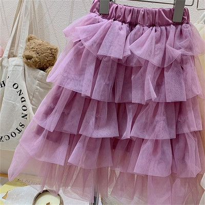 2024 New Fashion Mesh Girls μισή φούστα Παιδική τούρτα Fluffy Tutu Φούστα Princess Lace Ακανόνιστη διχτυωτή φούστα Διχτυωτές φούστες Στρώση