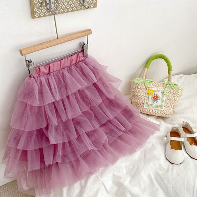 2024 New Fashion Mesh Fete Jumătate Fusta Copii Tort Fusta Tutu Pufoasă Prințesă Dantela Fusta Neregulată Mesh Fuste Mesh Strat