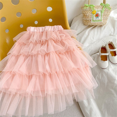 2024 New Fashion Mesh Fete Jumătate Fusta Copii Tort Fusta Tutu Pufoasă Prințesă Dantela Fusta Neregulată Mesh Fuste Mesh Strat