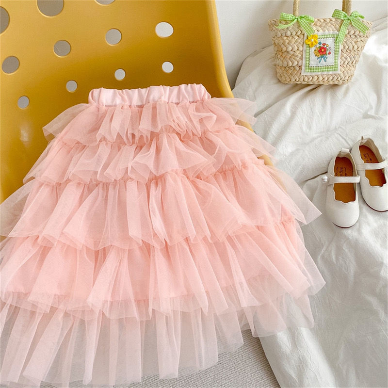 2024 New Fashion Mesh Fete Jumătate Fusta Copii Tort Fusta Tutu Pufoasă Prințesă Dantela Fusta Neregulată Mesh Fuste Mesh Strat