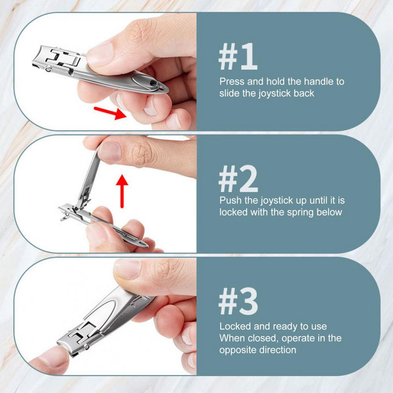 Videi draudzīgs kāju nagu griezējs Pretrūsas nagu griezējs Pretšļakatu pedikīrs Nerūsējošā tērauda kāju nagu griezējs