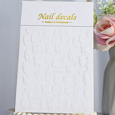 5D New Craft Butterfly Nail Art Naljepnica Ultra-tanka klizna dekoracija Prozirne naljepnice Crno/bijelo/ružičasta samoljepljiva naljepnica