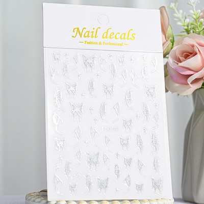 5D New Craft Butterfly Nail Art Naljepnica Ultra-tanka klizna dekoracija Prozirne naljepnice Crno/bijelo/ružičasta samoljepljiva naljepnica