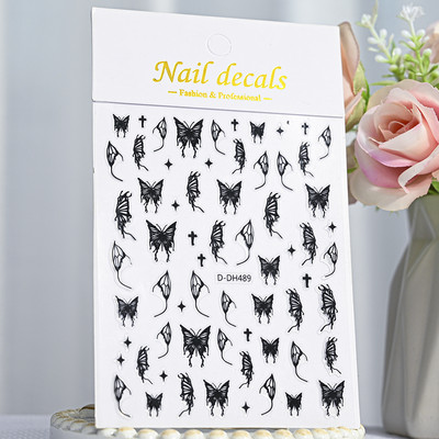 5D New Craft Butterfly Nail Art Naljepnica Ultra-tanka klizna dekoracija Prozirne naljepnice Crno/bijelo/ružičasta samoljepljiva naljepnica