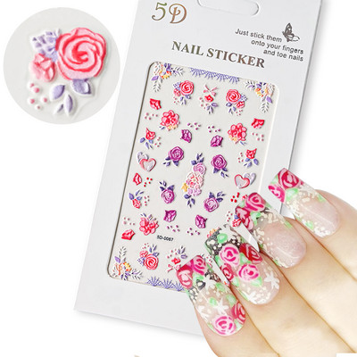 5D New Craft Butterfly Nail Art Naljepnica Ultra-tanka klizna dekoracija Prozirne naljepnice Crno/bijelo/ružičasta samoljepljiva naljepnica
