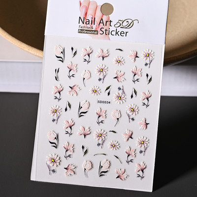 5D New Craft Butterfly Nail Art Naljepnica Ultra-tanka klizna dekoracija Prozirne naljepnice Crno/bijelo/ružičasta samoljepljiva naljepnica